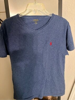 Polo by Ralph Lauren Navy V-Neck Tee with Red Pony